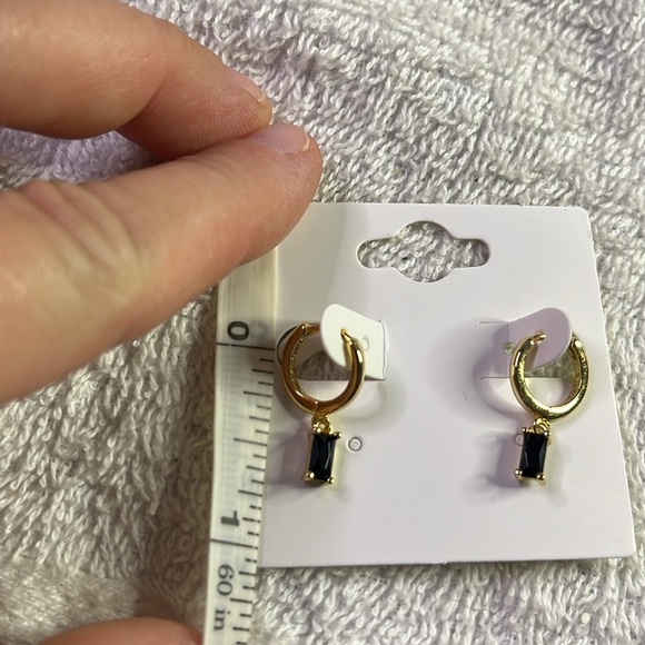 Elegant Gold Tone and Black Hoop Earrings - Picture 4 of 4